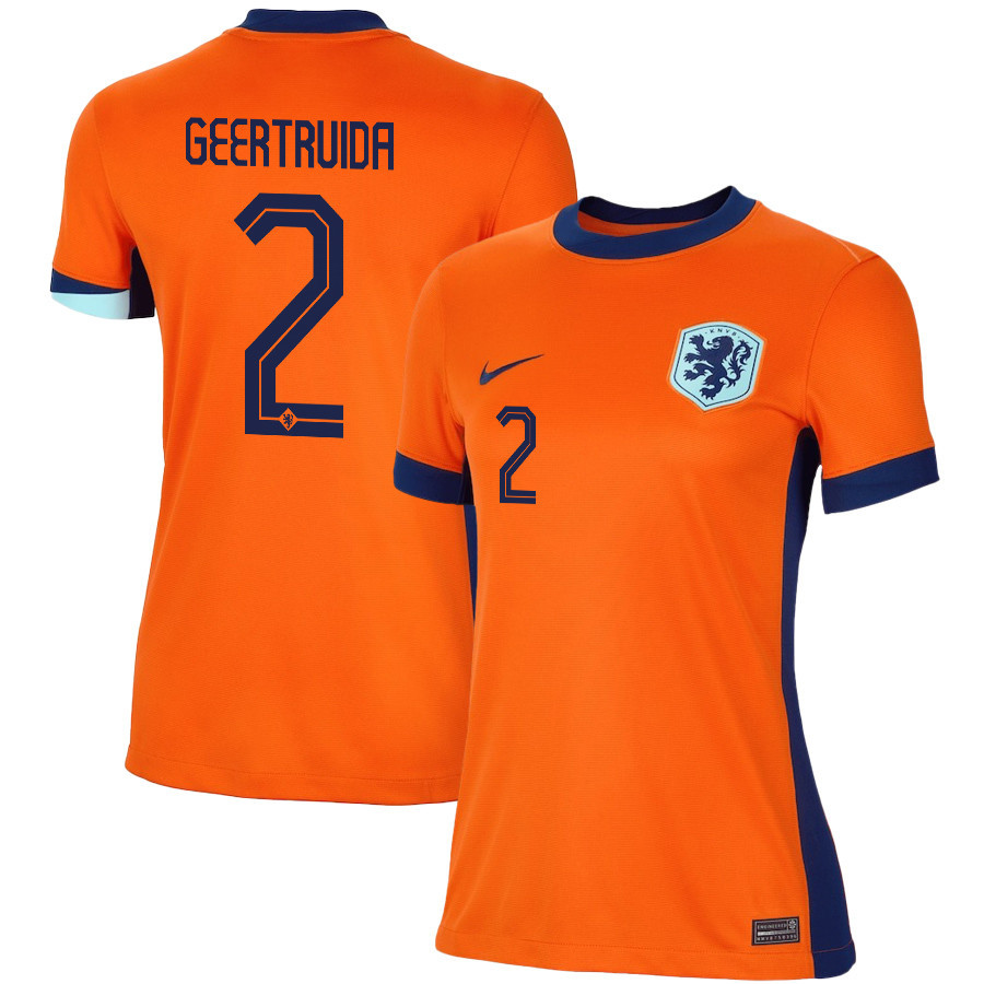 Lutsharel Geertruida 2 Netherlands National Team 2024/25 Home WOMEN Jersey - Orange
