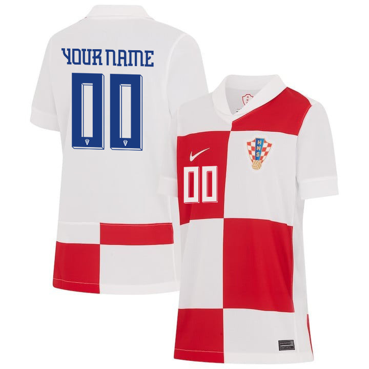 Croatia National Team 2024 Home YOUTH Custom Jersey - White