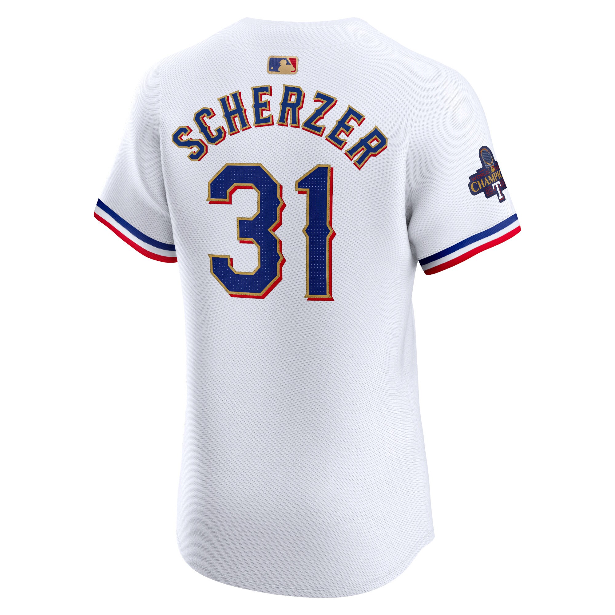 Max Scherzer Texas Rangers  2024 Gold Collection Elite Player Jersey\u00c2\u00a0\u00e2\u20ac\u201c White