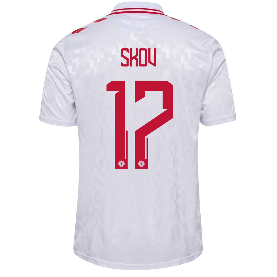 Robert Skov 17 Denmark National Team 2024/25 Away Men Jersey - White
