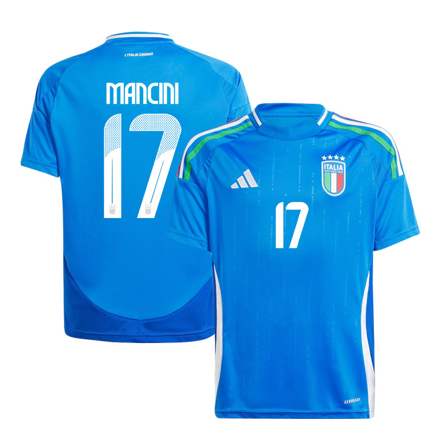 Gianluca Mancini 17 Italy National Team 2024/25 Home YOUTH Jersey - Blue