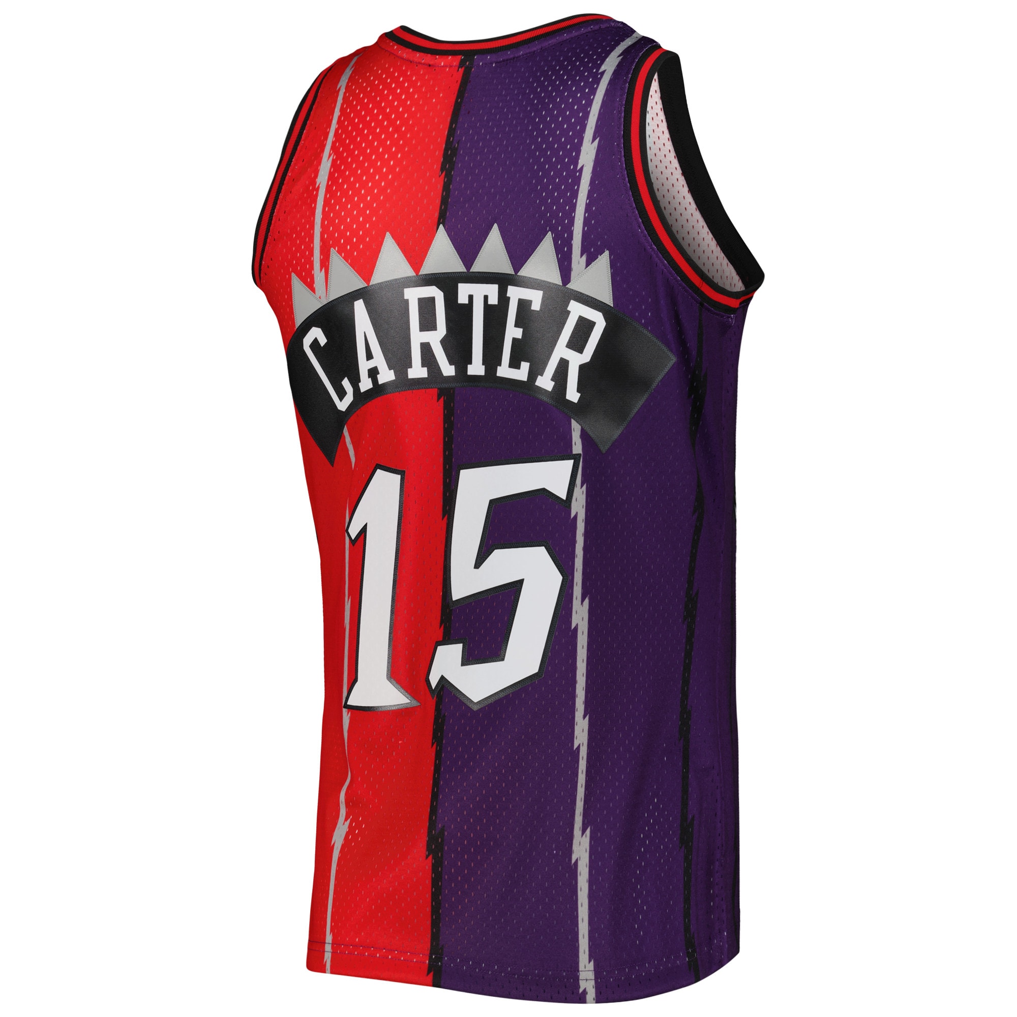 Vince Carter Toronto Raptors Mitchell & Ness Hardwood Classics 1998\/99 Split Swingman Jersey - Purple\/Red