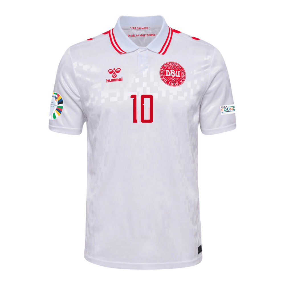 Christian Eriksen 10 Denmark National Team 2024 Away Stadium YOUTH Jersey - White