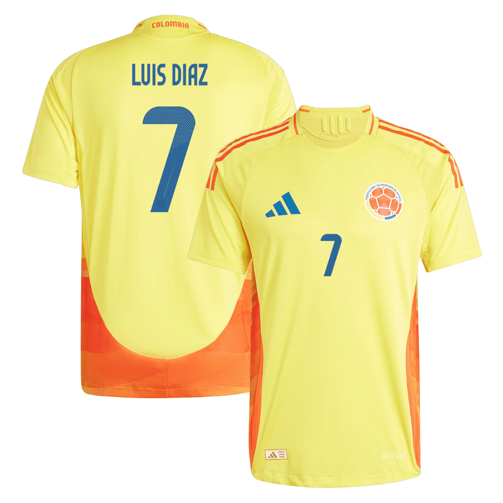 Luis Díaz 7 Colombia National Team 2024 Home Men Jersey - Yellow