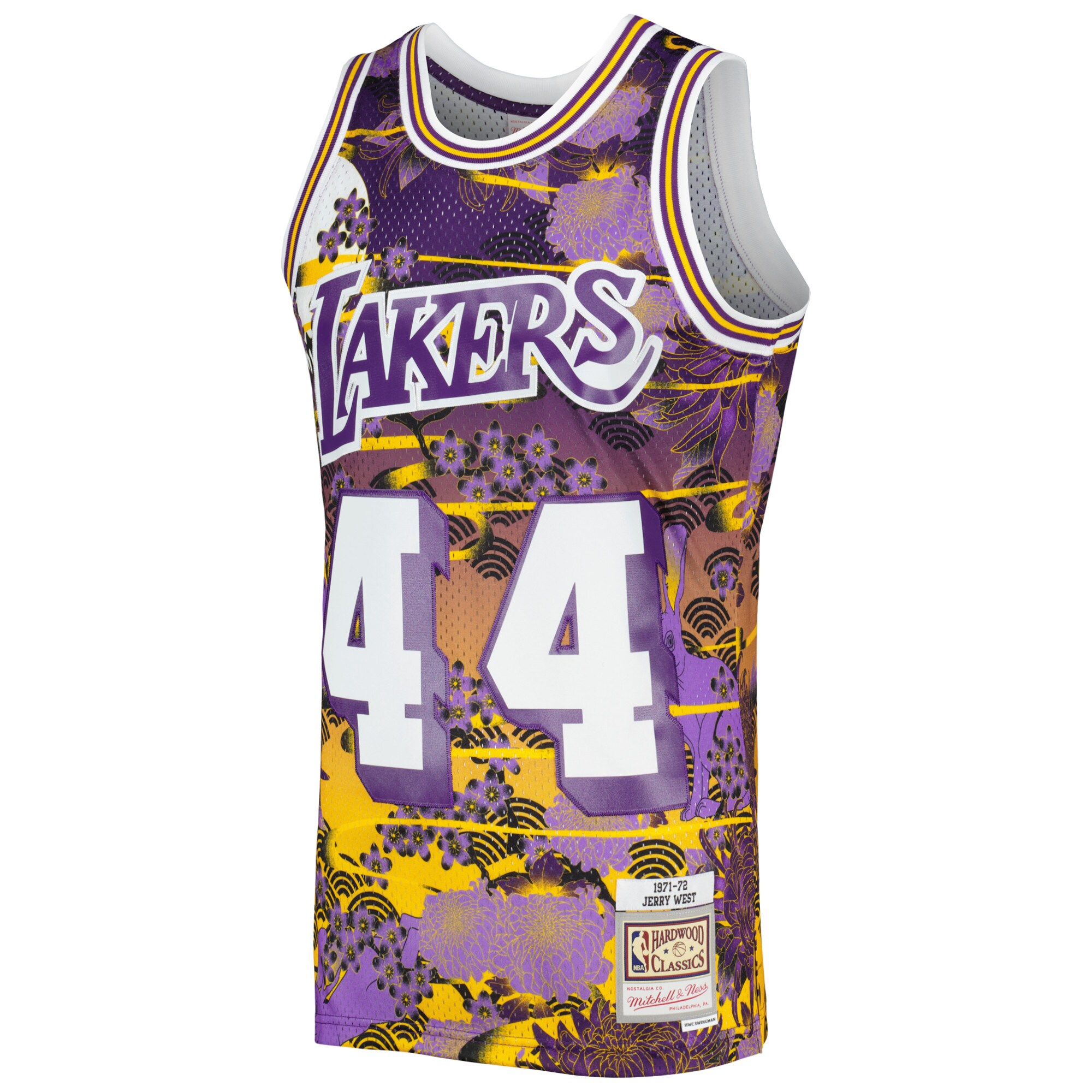 Jerry West Los Angeles Lakers Mitchell & Ness 1971\/72 Hardwood Classics Lunar New Year Swingman Jersey - Purple