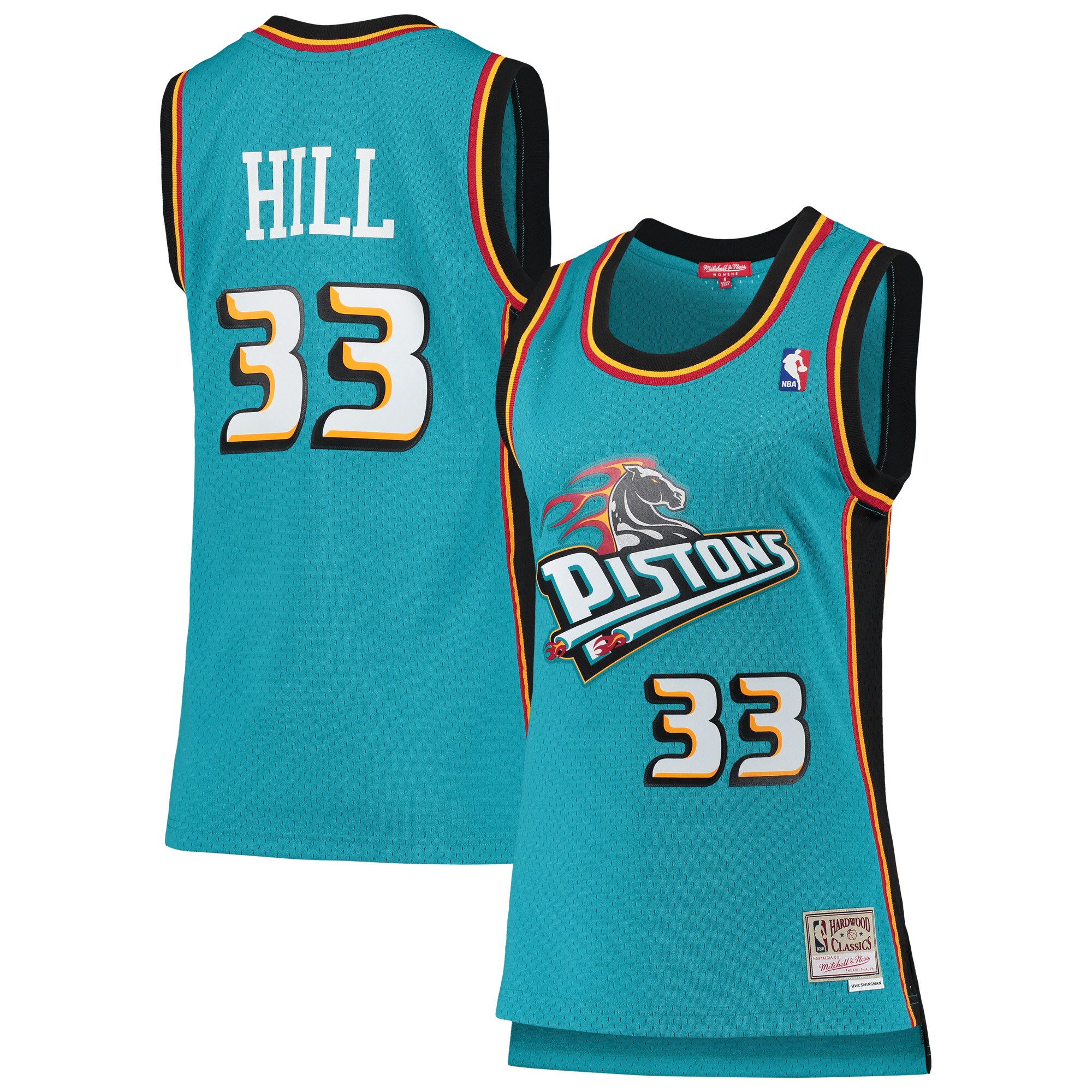 Grant Hill Detroit Pistons Mitchell & Ness Women's 1998\/99 Hardwood Classics Swingman Jersey - Teal