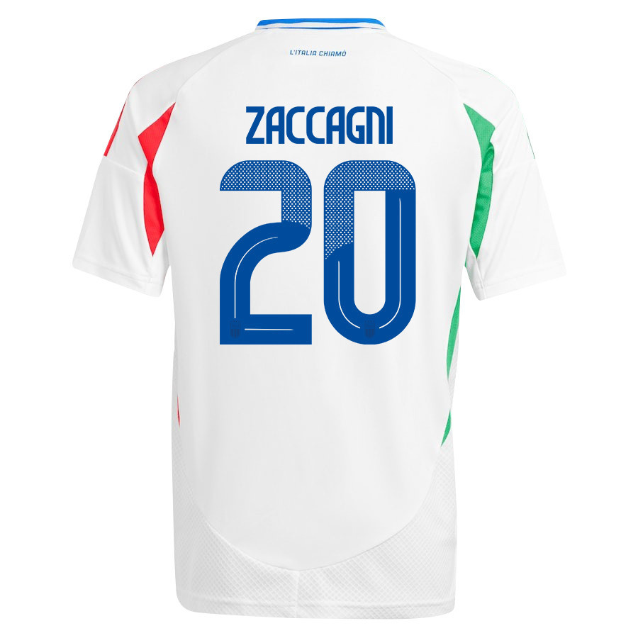 Mattia Zaccagni 20 Italy National Team 2024/25 Away YOUTH Jersey - White