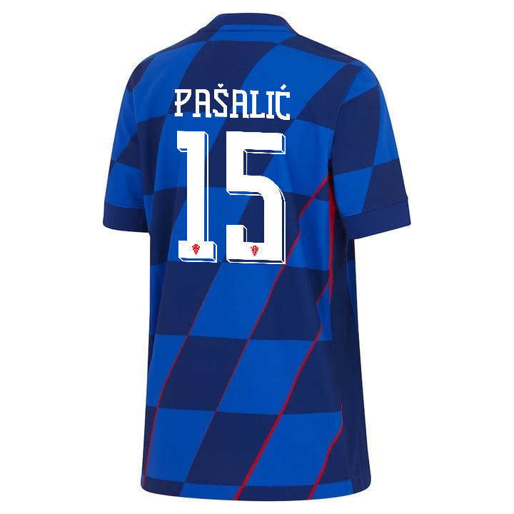 Mario Pašalić 15 Croatia National Team 2024 Away YOUTH Jersey - Blue