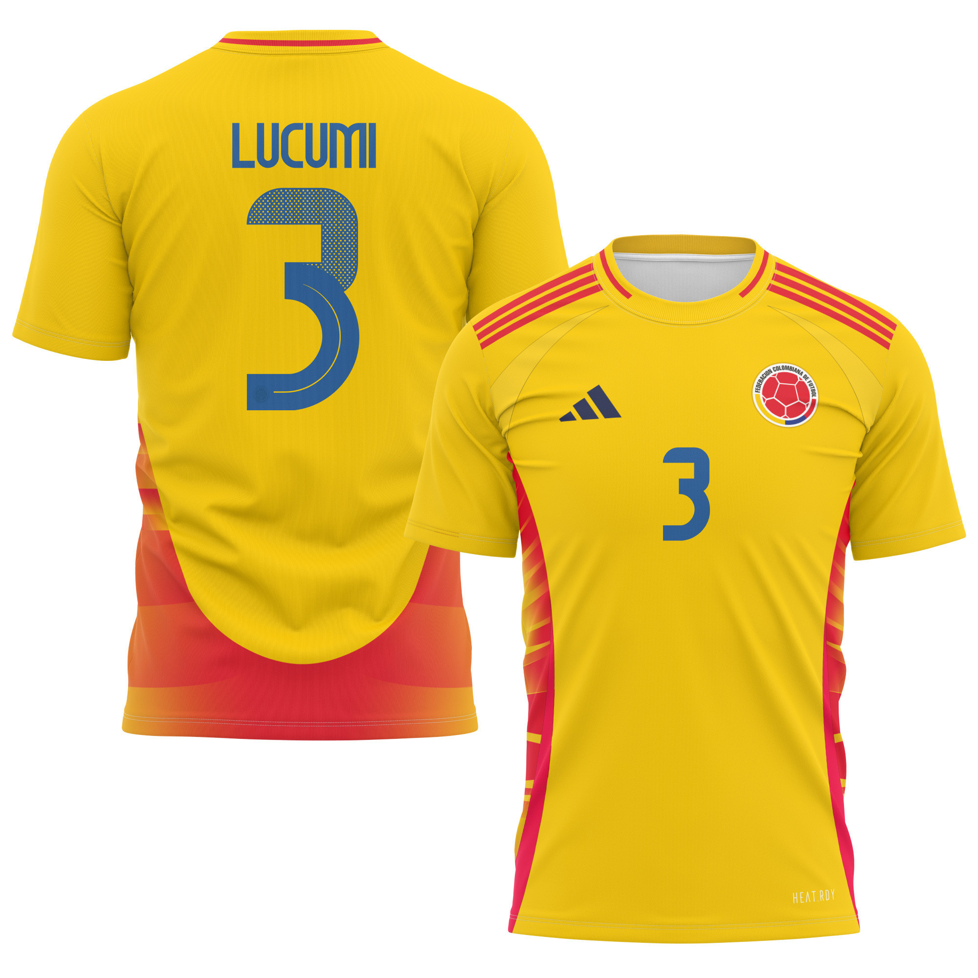 Jhon Lucumi 3 Colombia National Team 2024 Home Kits AOP T-shirt - Yellow