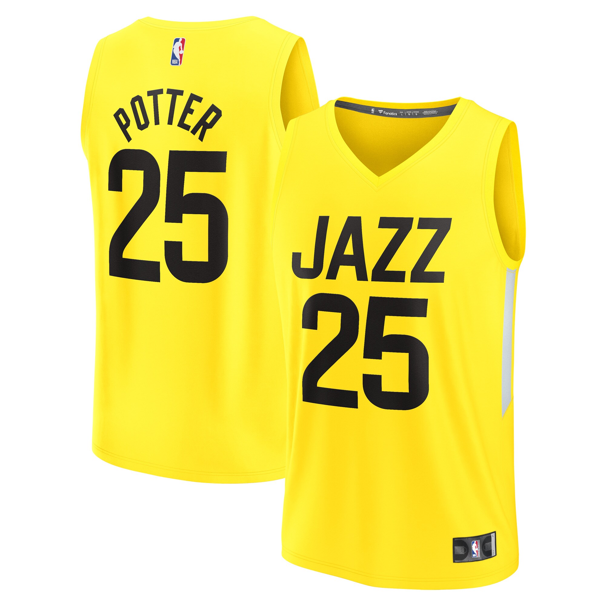 Micah Potter Utah Jazz Fanatics Fast Break Player Jersey - Icon Edition - Yellow