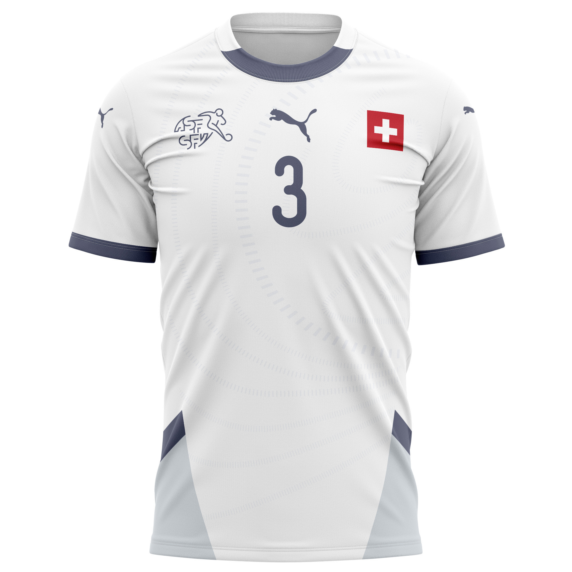Loris Benito 3 Switzerland National Team 2024/25 Away Kits AOP T-shirt - White