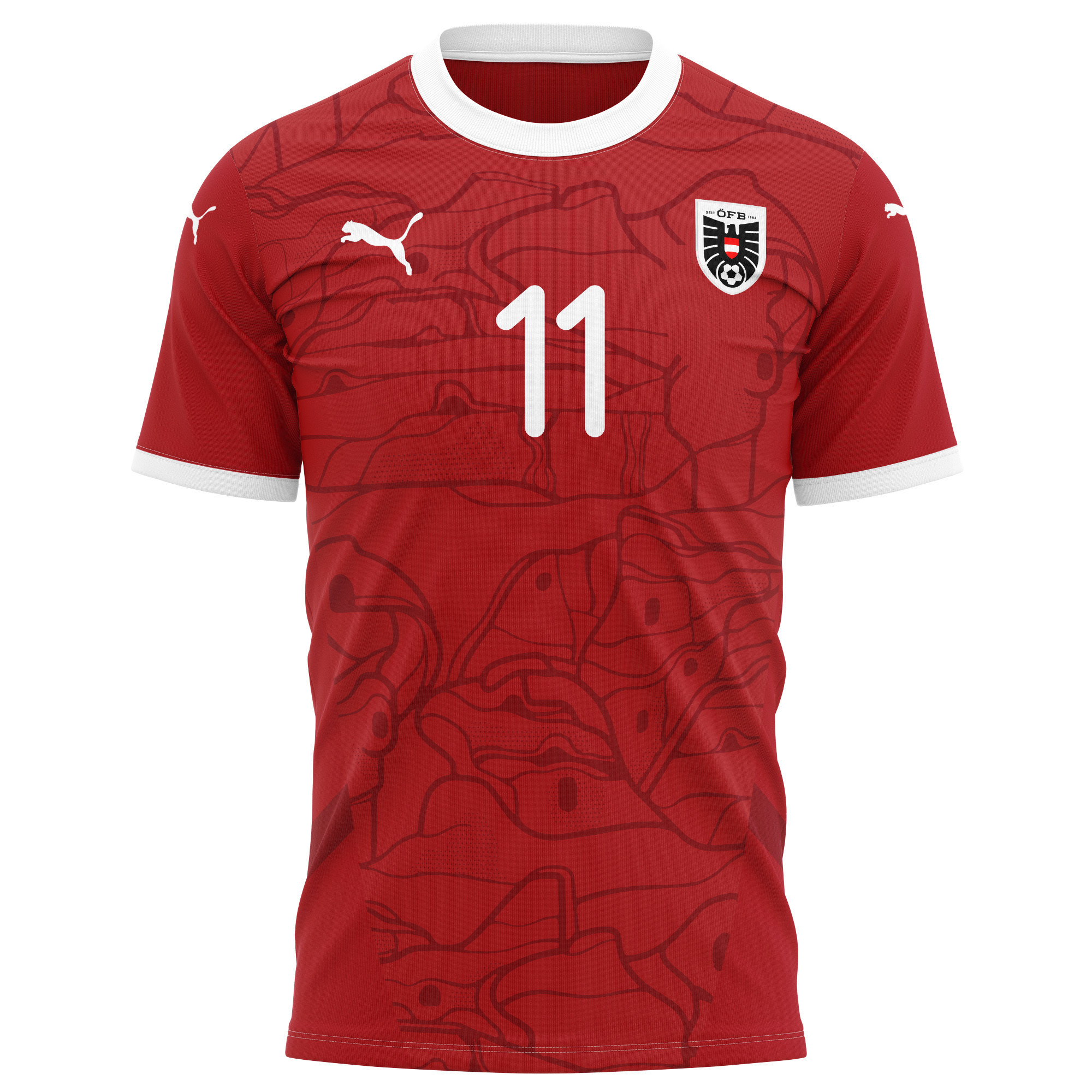 Michael Gregoritsch 11 Austria National Team 2024/25 Home Kits AOP T-shirt - Red