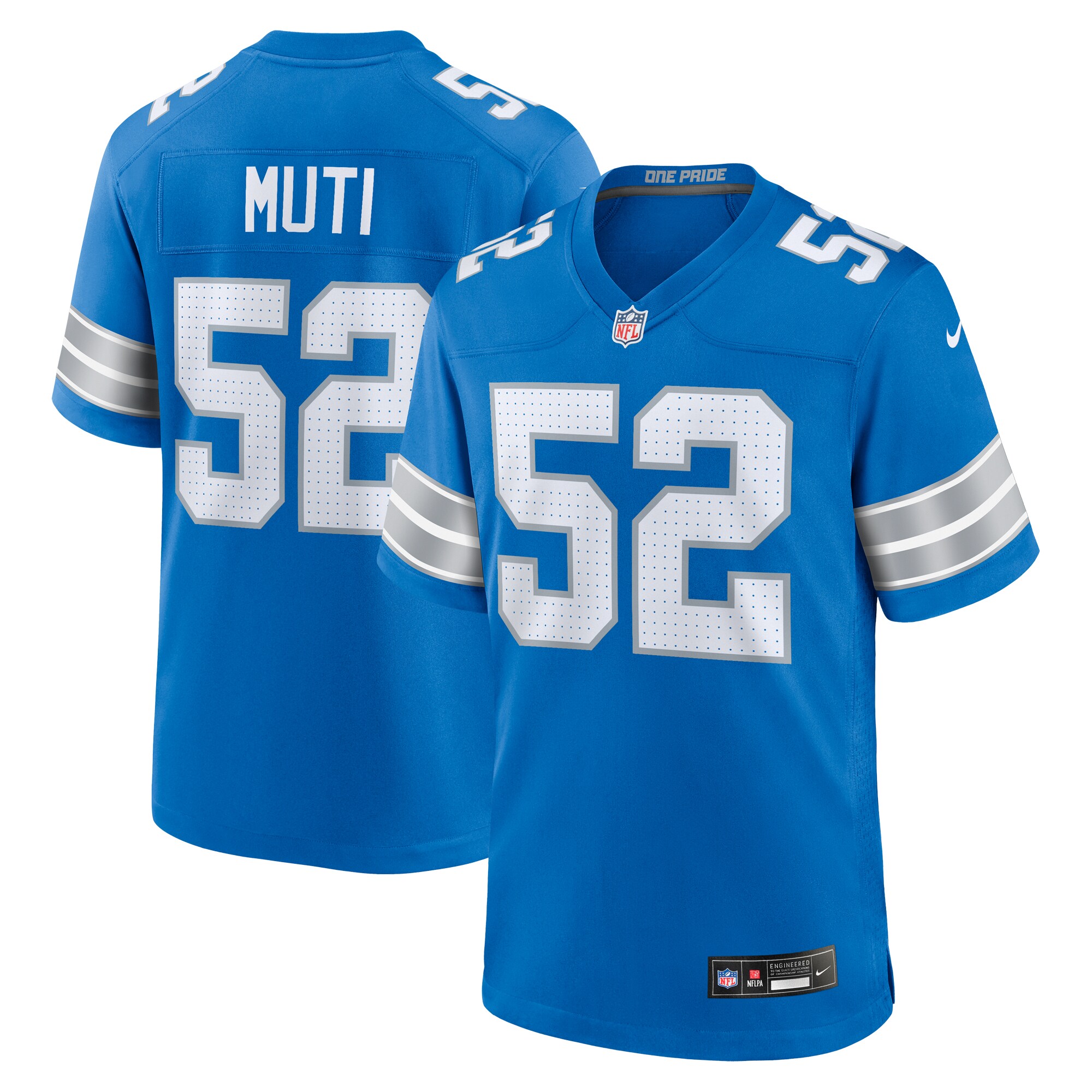 Netane Muti Detroit Lions  Game Jersey -  Blue