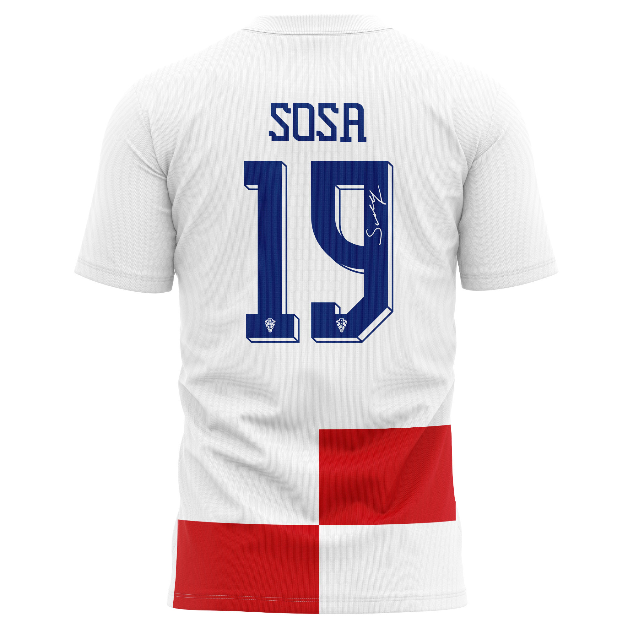 Borna Sosa 19 Signed Croatia National Team 2024/25 Home Kits AOP T-shirt Autographed - White