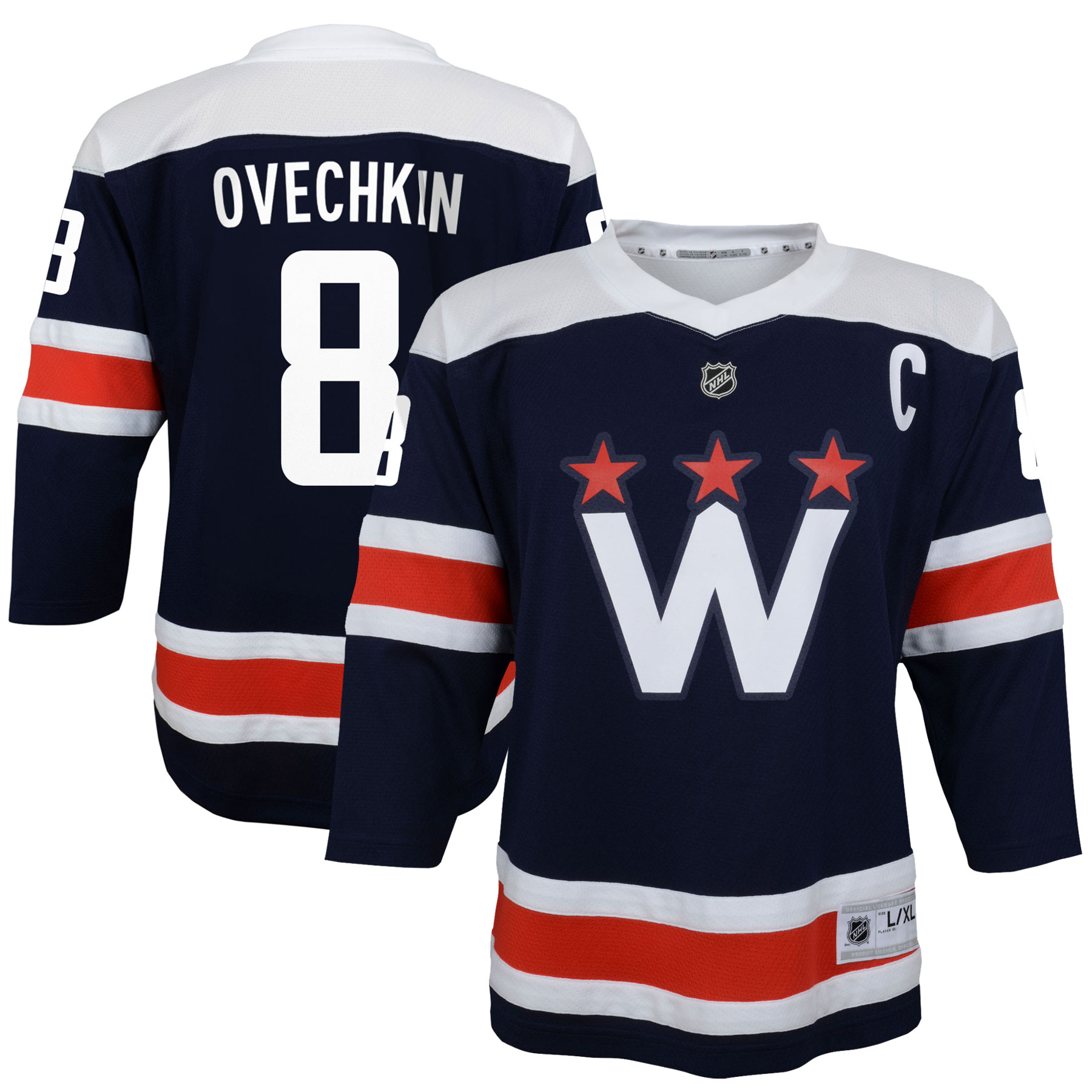 Alexander Ovechkin Washington Capitals Youth 2020\/21 Alternate Replica Player Jersey - Navy