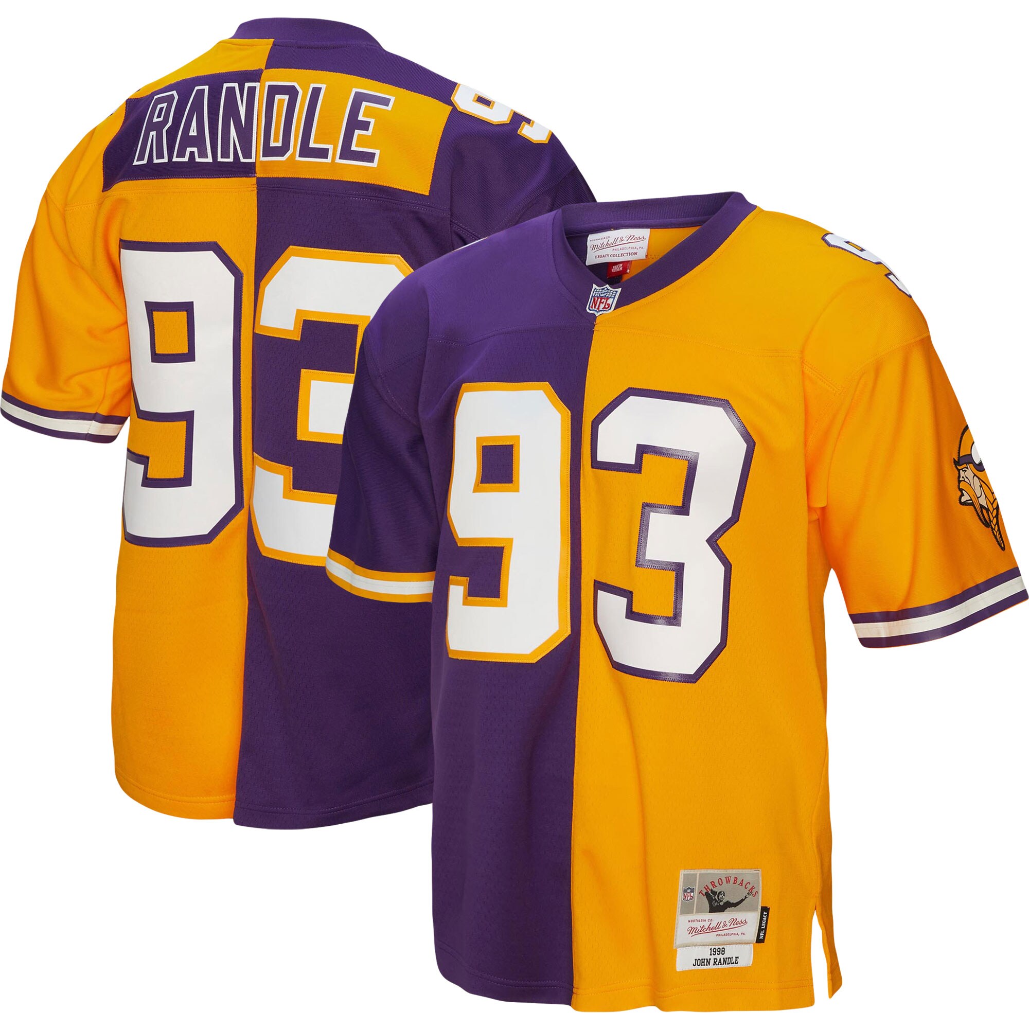 John Randle Minnesota Vikings Mitchell & Ness 1998 Split Legacy Replica Jersey - Purple\/Gold