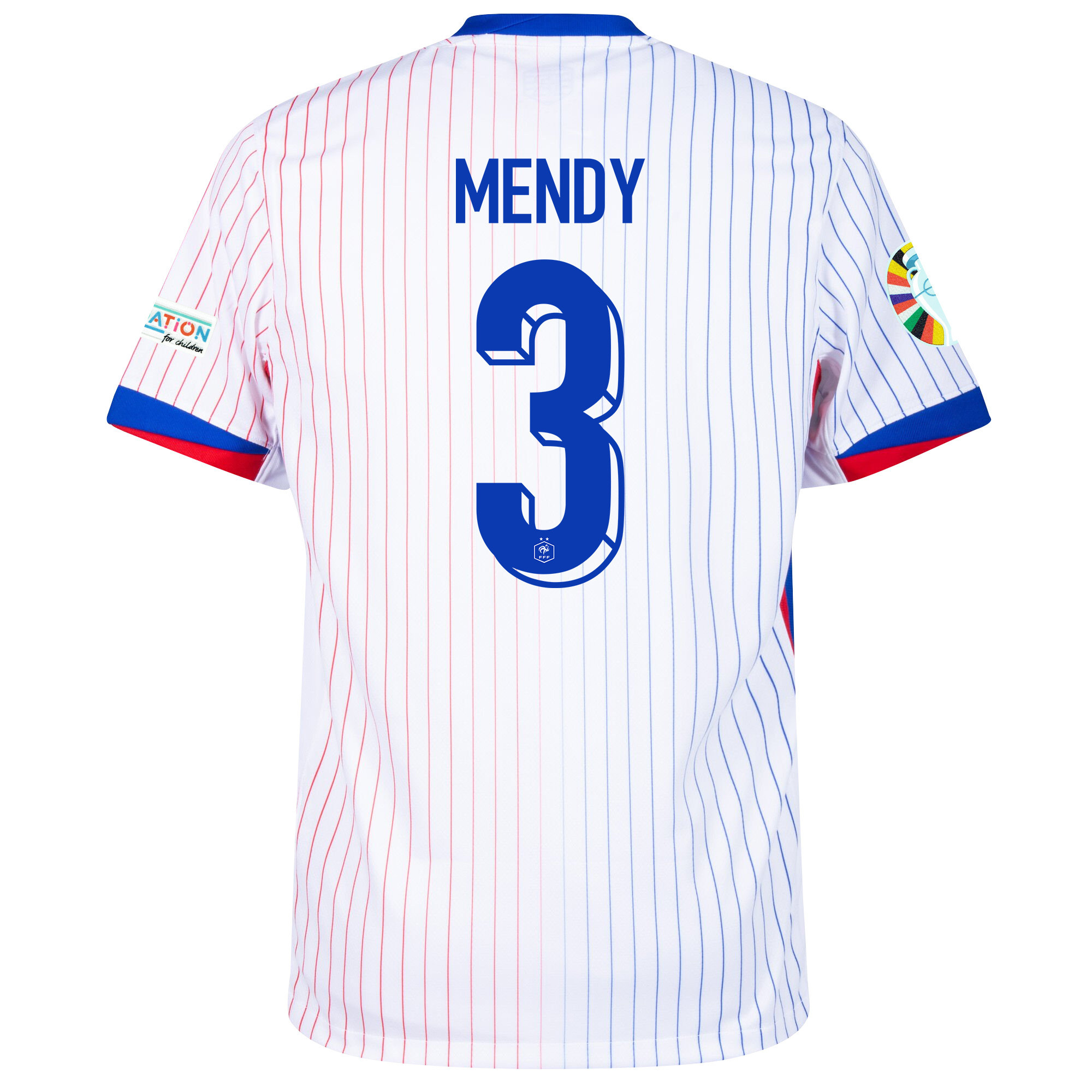 Ferland Mendy 3 France National Team 2024/25 Away Jersey - Euro UEFA Patch - Men, White