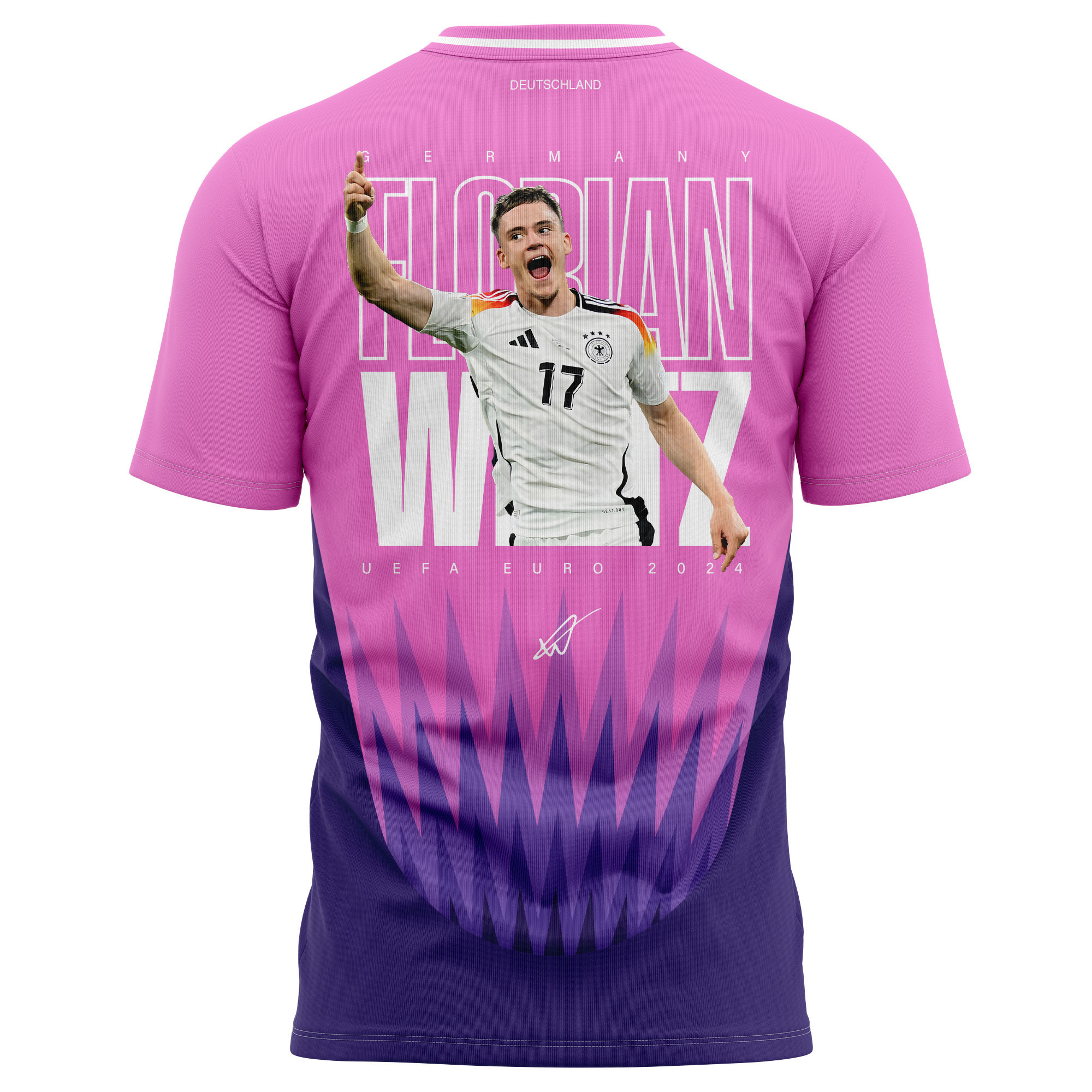Florian Wirtz 17 Signed Rising Star Germany National Team 2024 Away Kits AOP T-shirt - Purple