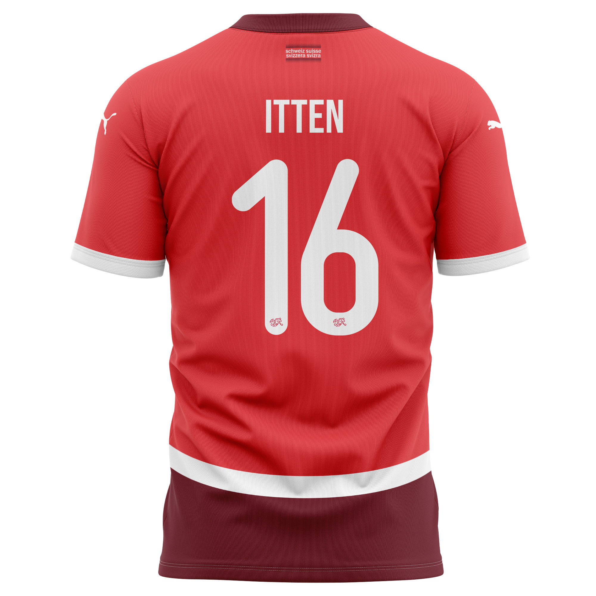 Cédric Itten 16 Switzerland National Team 2024/25 Home Kits AOP T-shirt - Red