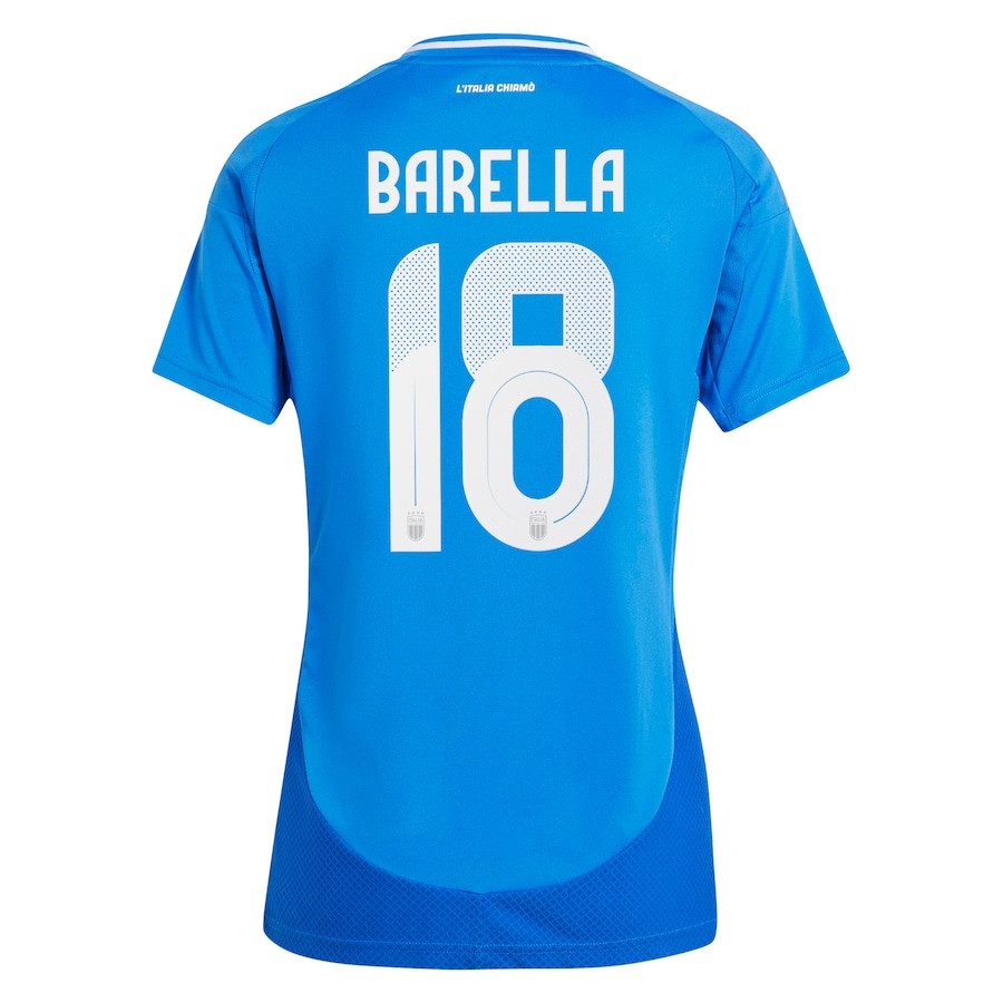 Nicolo Barella 18 Italy National Team 2024 Home Women Jersey - Blue