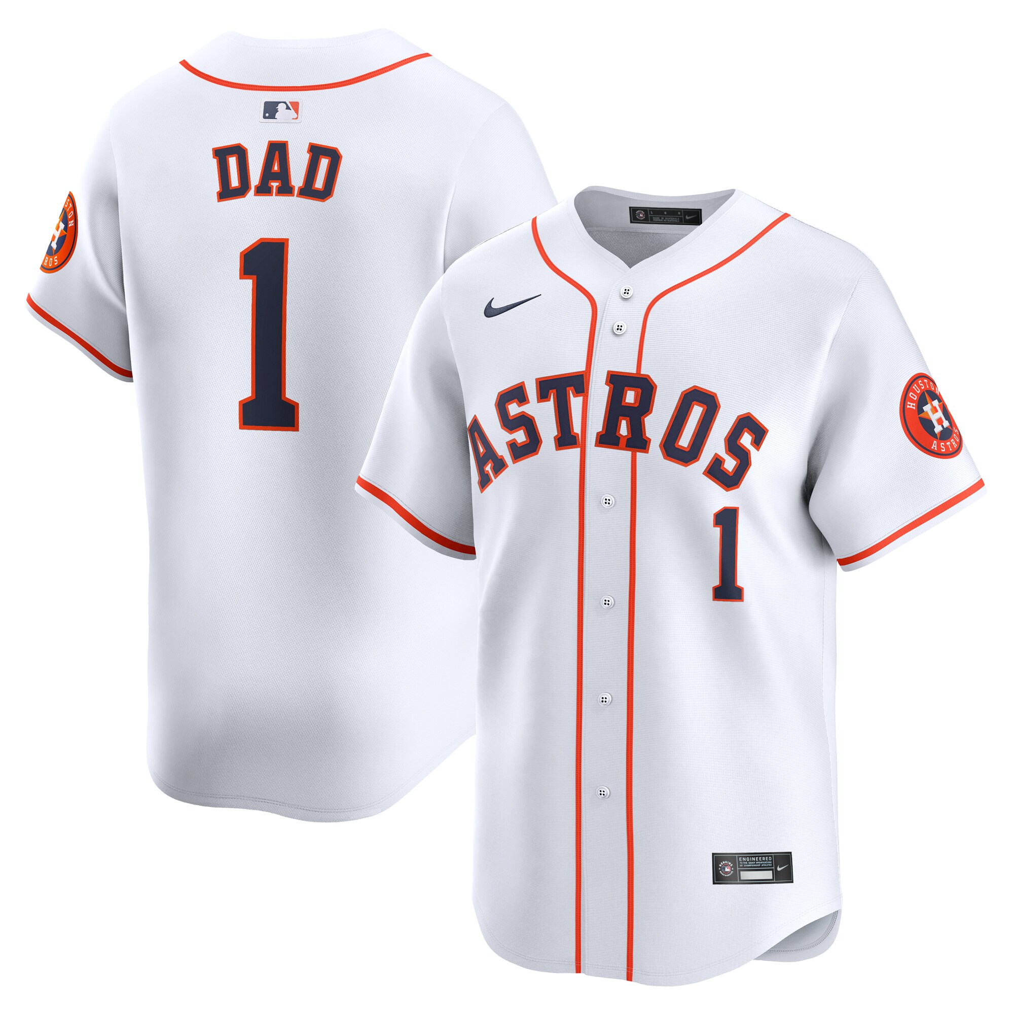Houston Astros  #1 Dad Home Limited Jersey - White