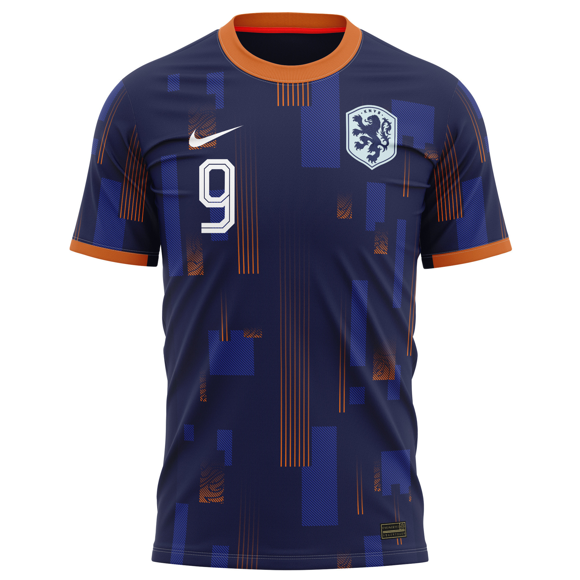 Wout Weghorst 9 Netherlands National Team 2024 Away Kits AOP T-shirt - Navy