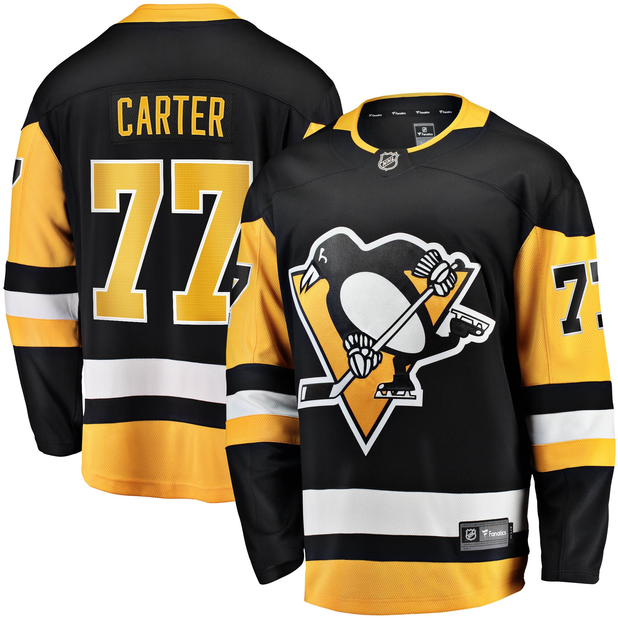 Jeff Carter Pittsburgh Penguins Fanatics Home Breakaway Replica Jersey - Black