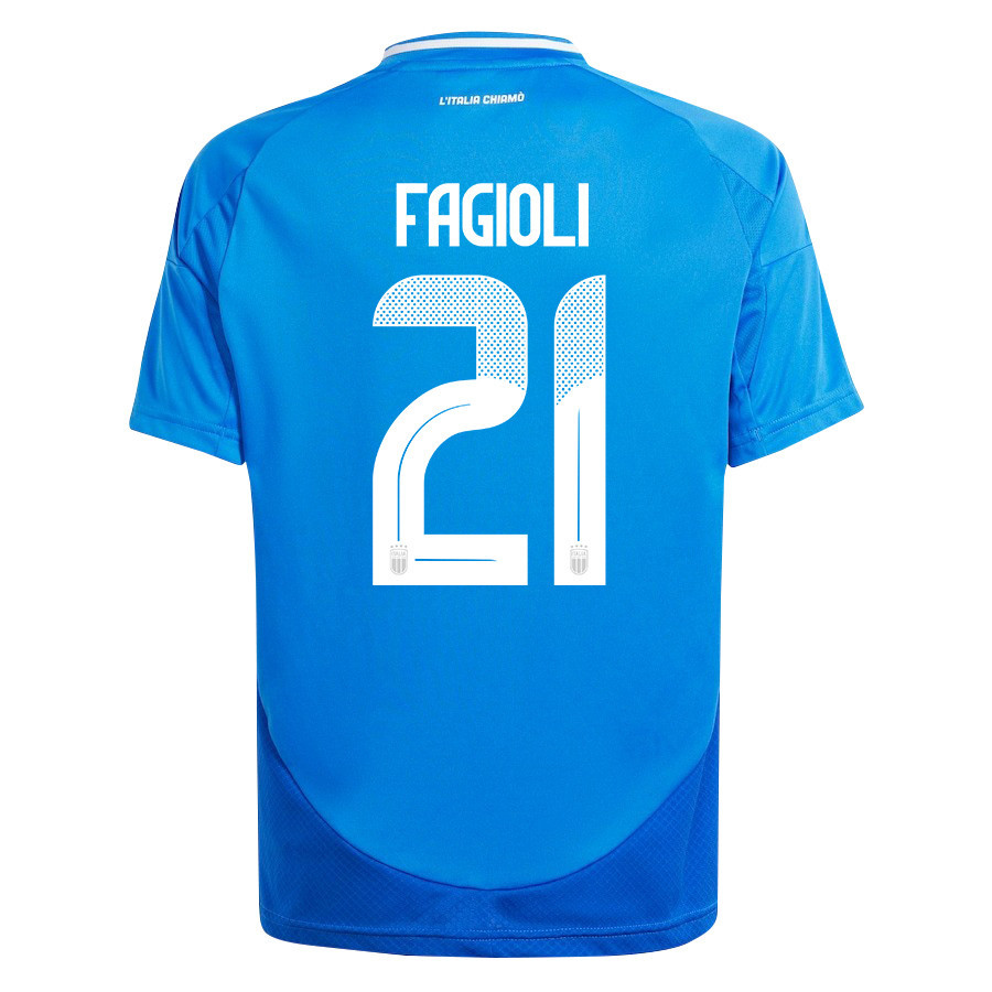 Nicolo Fagioli 21 Italy National Team 2024/25 Home YOUTH Jersey - Blue