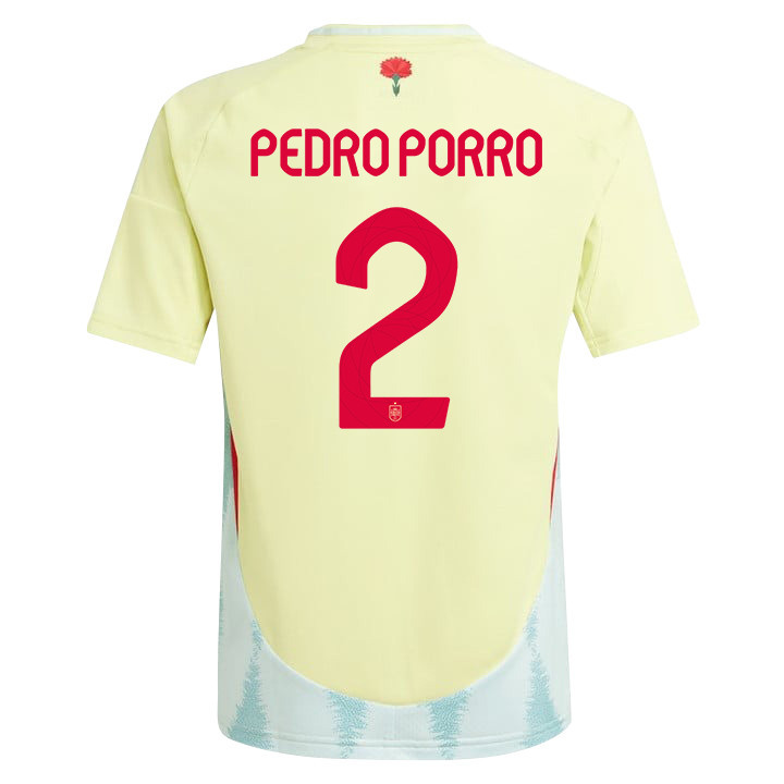 Pedro Porro 2 Spain National Team 2024 Away YOUTH Jersey - Yellow