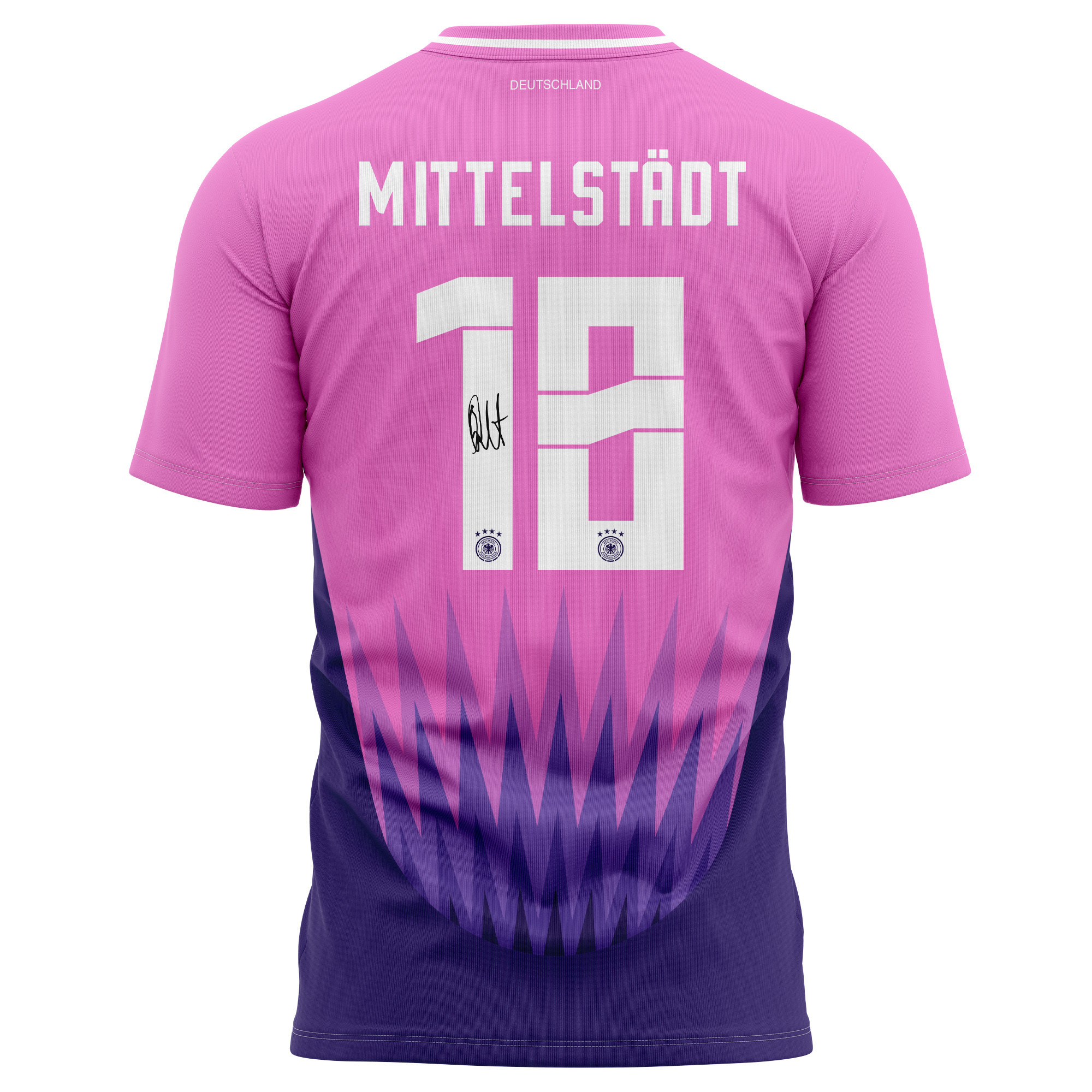 Maximilian Mittelstädt 18 Signed Germany National Team 2024 Away Kits AOP T-shirt Autographed- Purple