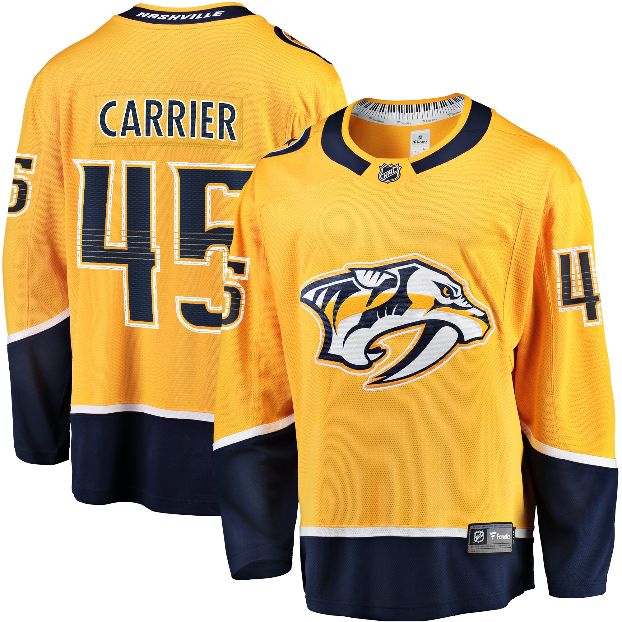 Alexandre Carrier Nashville Predators Fanatics  Premier Breakaway Player Jersey - Gold