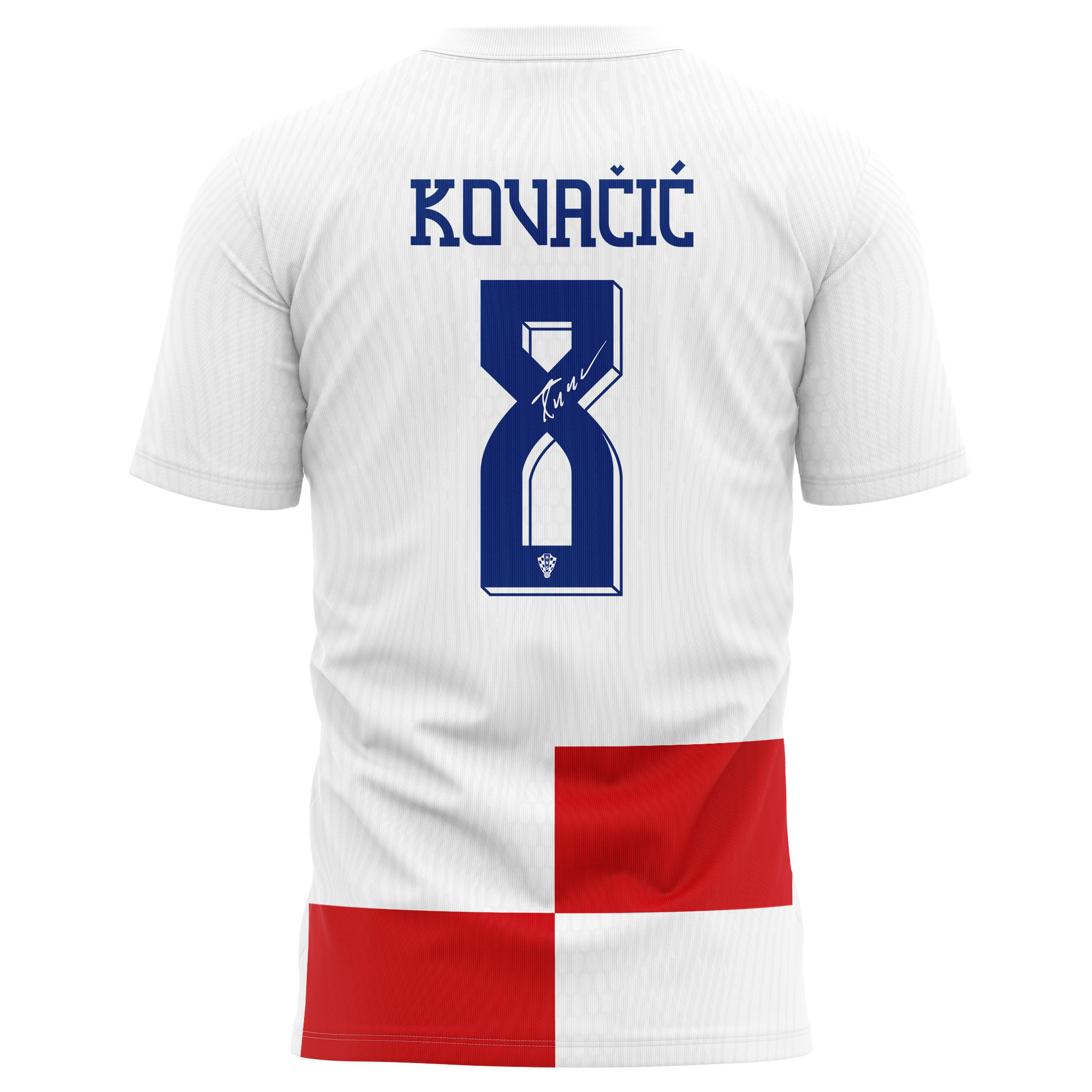Mateo Kovačić 8 Signed Croatia National Team 2024/25 Home Kits AOP T-shirt Autographed - White