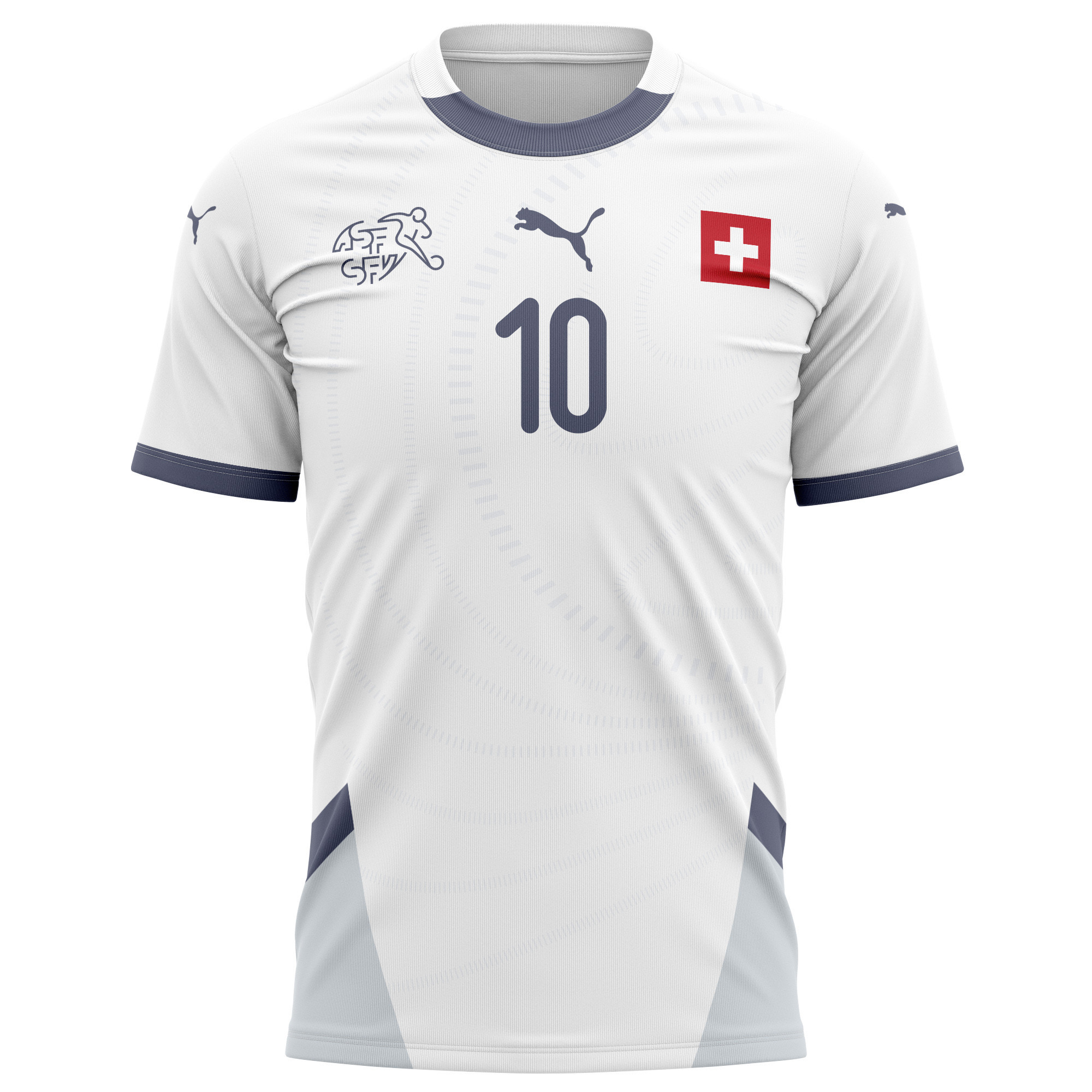 Granit Xhaka 10 Switzerland National Team 2024/25 Away Kits AOP T-shirt - White