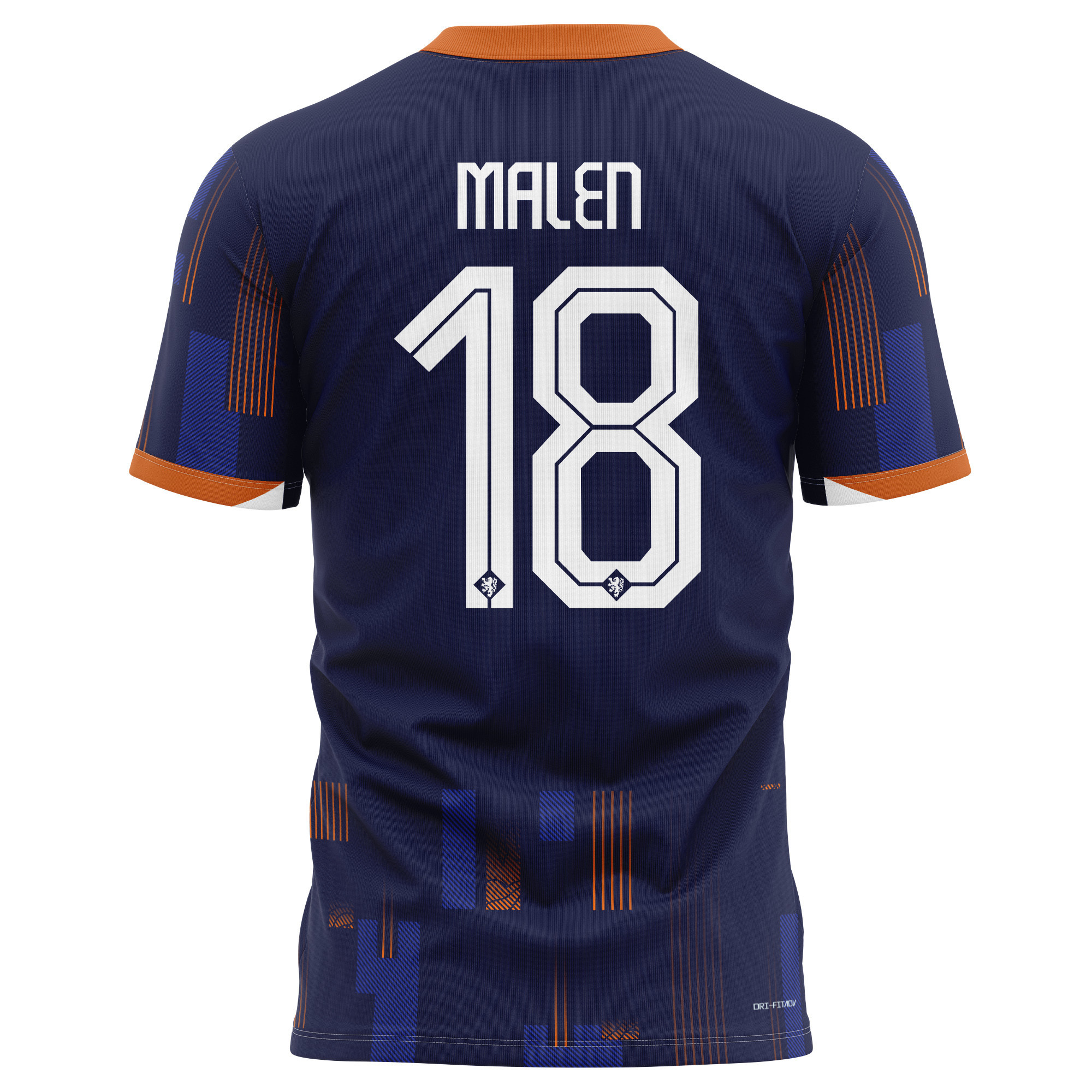 Donyell Malen 18 Netherlands National Team 2024 Away Kits AOP T-shirt - Navy