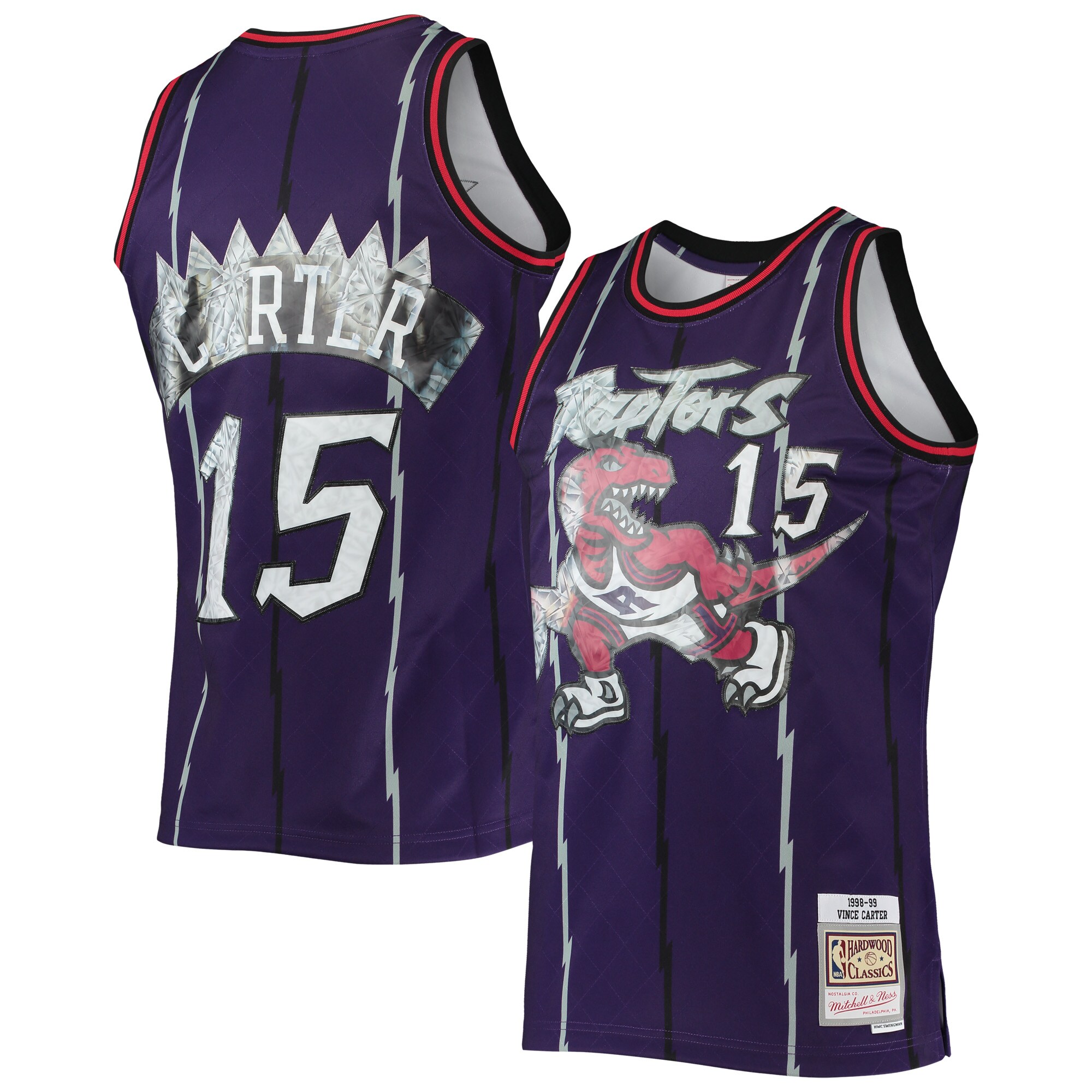 Vince Carter Toronto Raptors Mitchell & Ness 1998\/99 Hardwood Classics NBA 75th Anniversary Diamond Swingman Jersey - Purple
