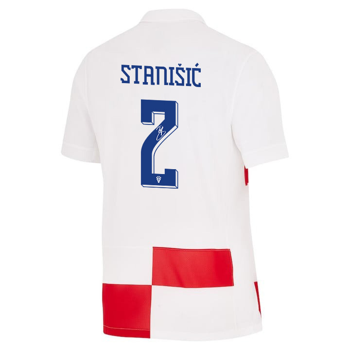 Josip Stanišić 2 Signed Croatia National Team 2024 Home Men Jersey Autographed - White