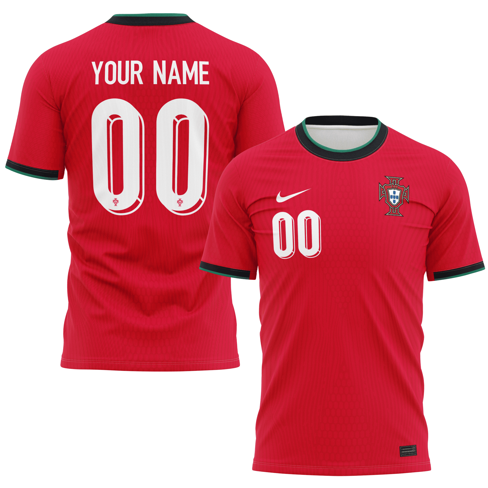 Portugal National Team 2024 Home Kits Custom AOP T-shirt - Red