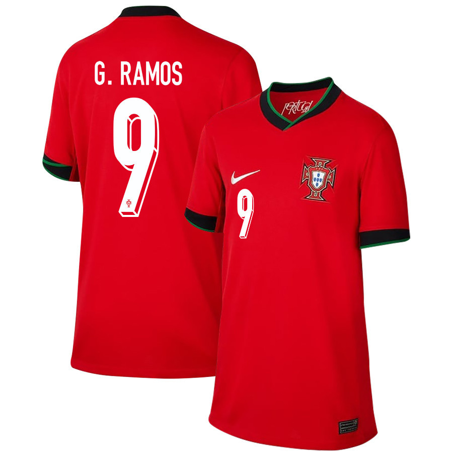 Gonçalo Ramos 9 Portugal National Team 2024/25 Home YOUTH Jersey - Red