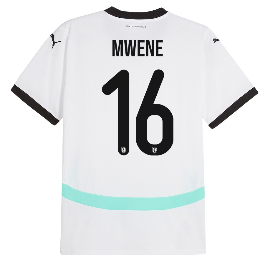 Phillipp Mwene 16 Austria National Team 2024/25 Away Men Jersey - White
