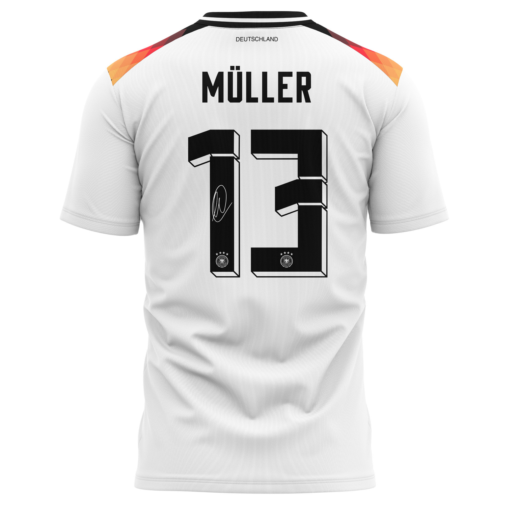 Thomas Müller 13 Signed Germany National Team 2024 Home Kits AOP T-shirt Autographed- White