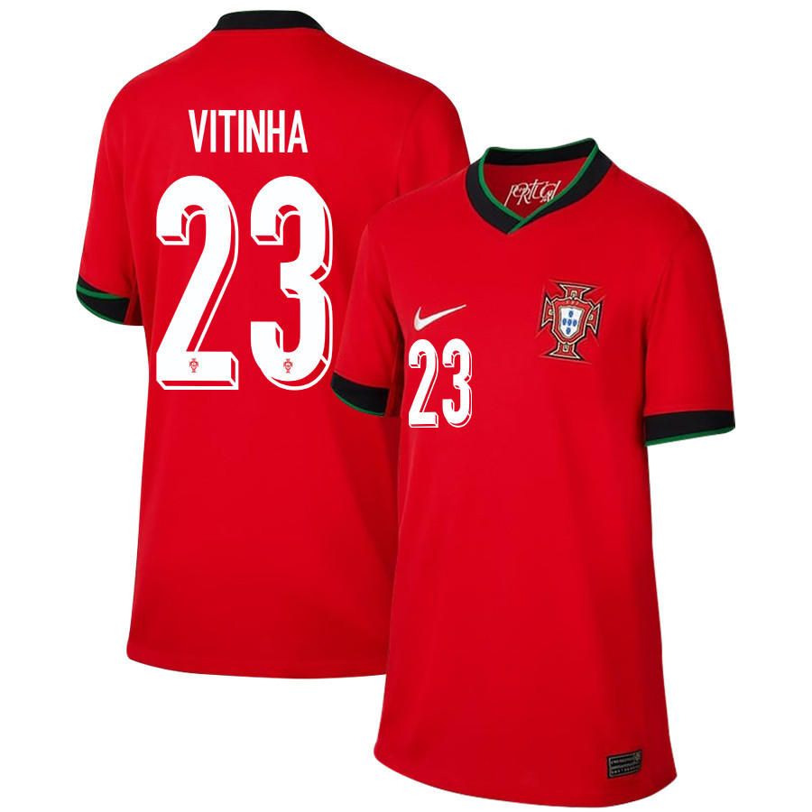 Vitinha 23 Portugal National Team 2024/25 Home YOUTH Jersey - Red