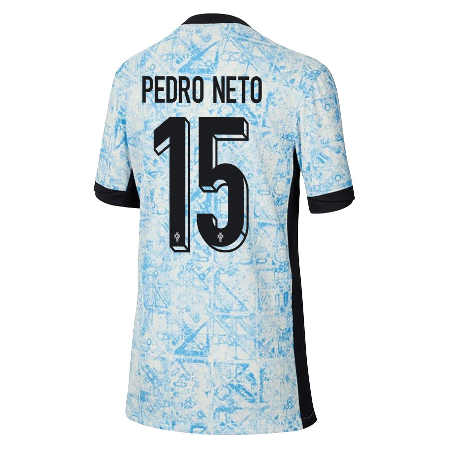 Pedro Neto 15 Portugal National Team 2024/25 Away YOUTH Jersey - Cream/Blue