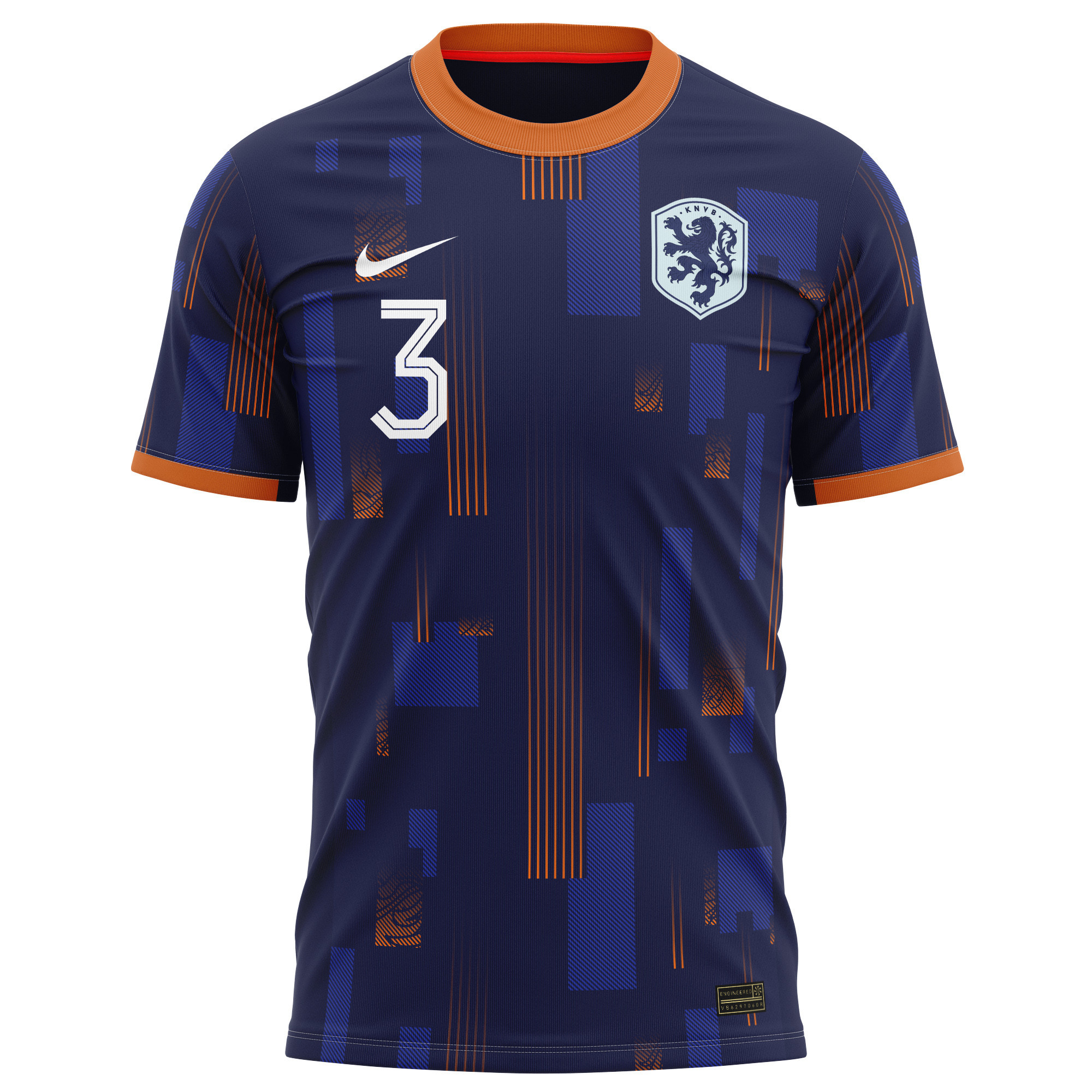 Jordan Teze 3 Netherlands National Team 2024 Away Kits AOP T-shirt - Navy