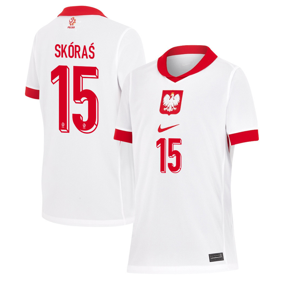 Michał Skóraś 15 Poland National Team 2024/25 Home YOUTH Jersey - White