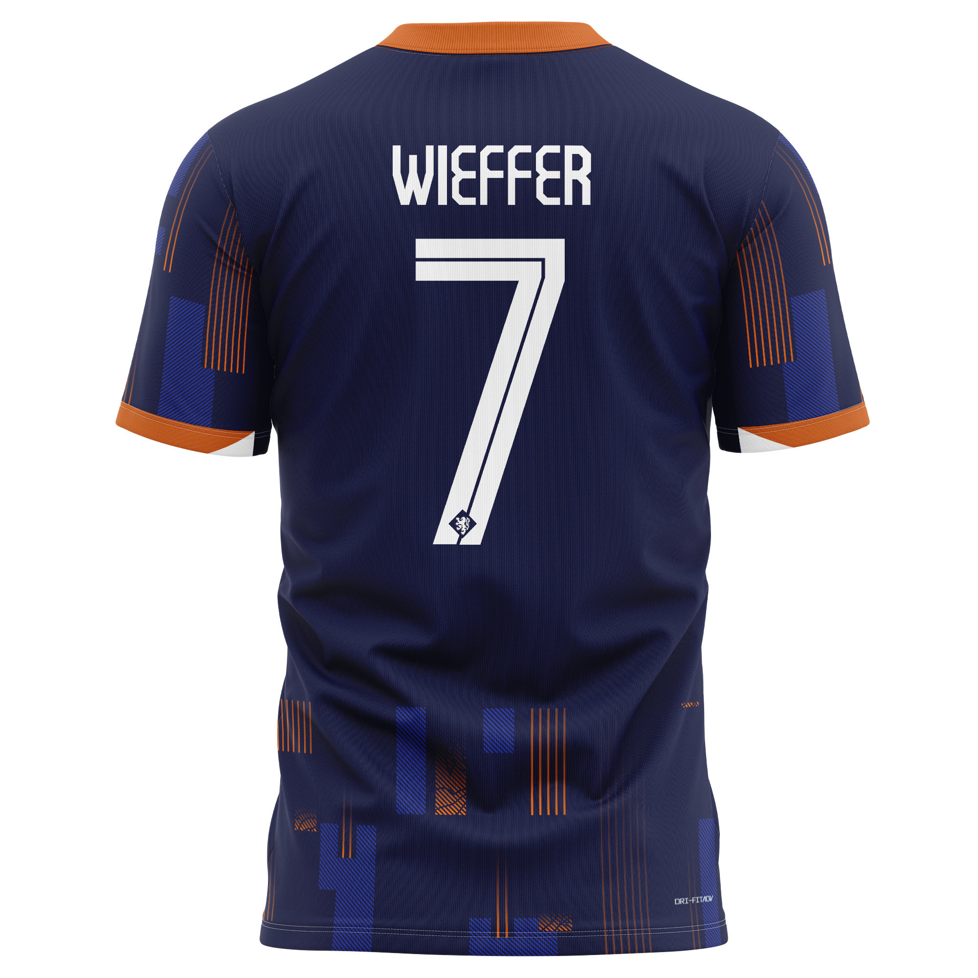 Mats Wieffer 7 Netherlands National Team 2024 Away Kits AOP T-shirt - Navy