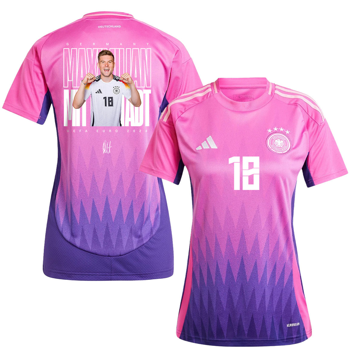 Maximilian Mittelstädt 18 Signed Young Talent Germany National Team 2024 Away WOMEN Jersey - Purple