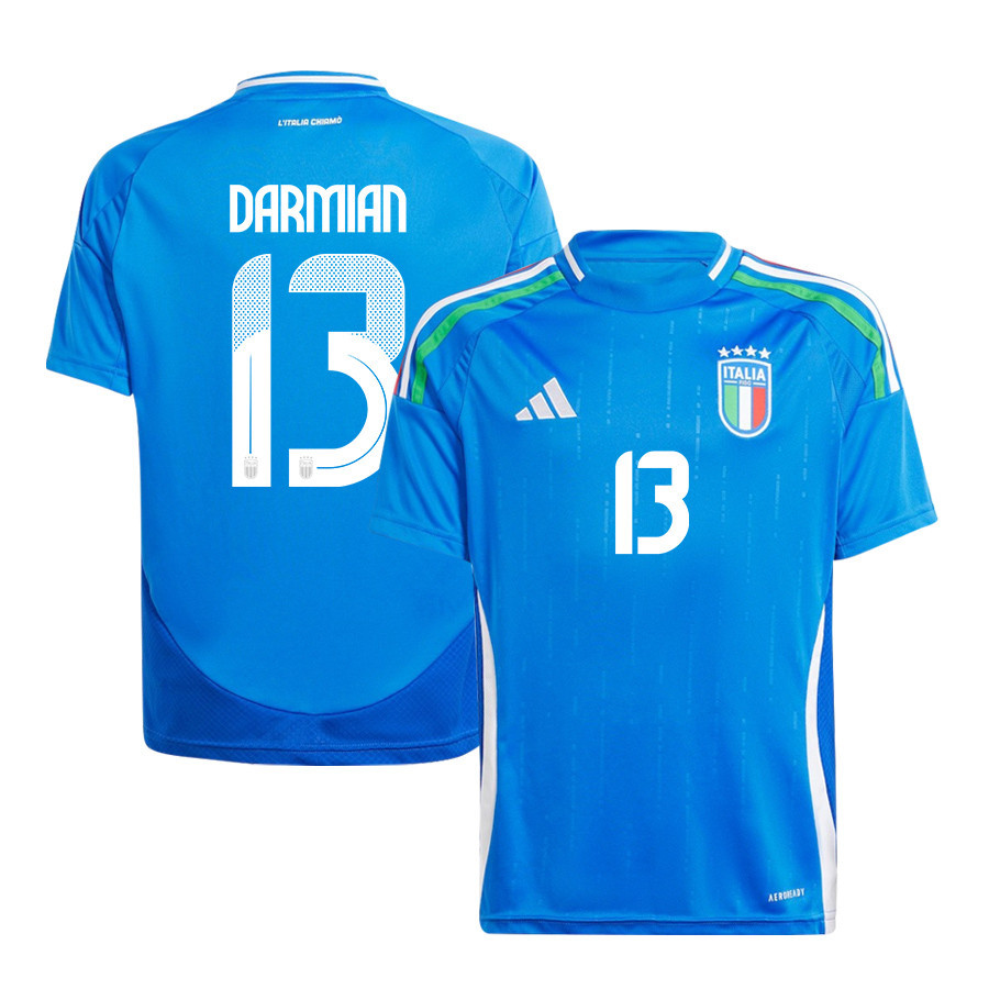 Matteo Darmian 13 Italy National Team 2024/25 Home YOUTH Jersey - Blue