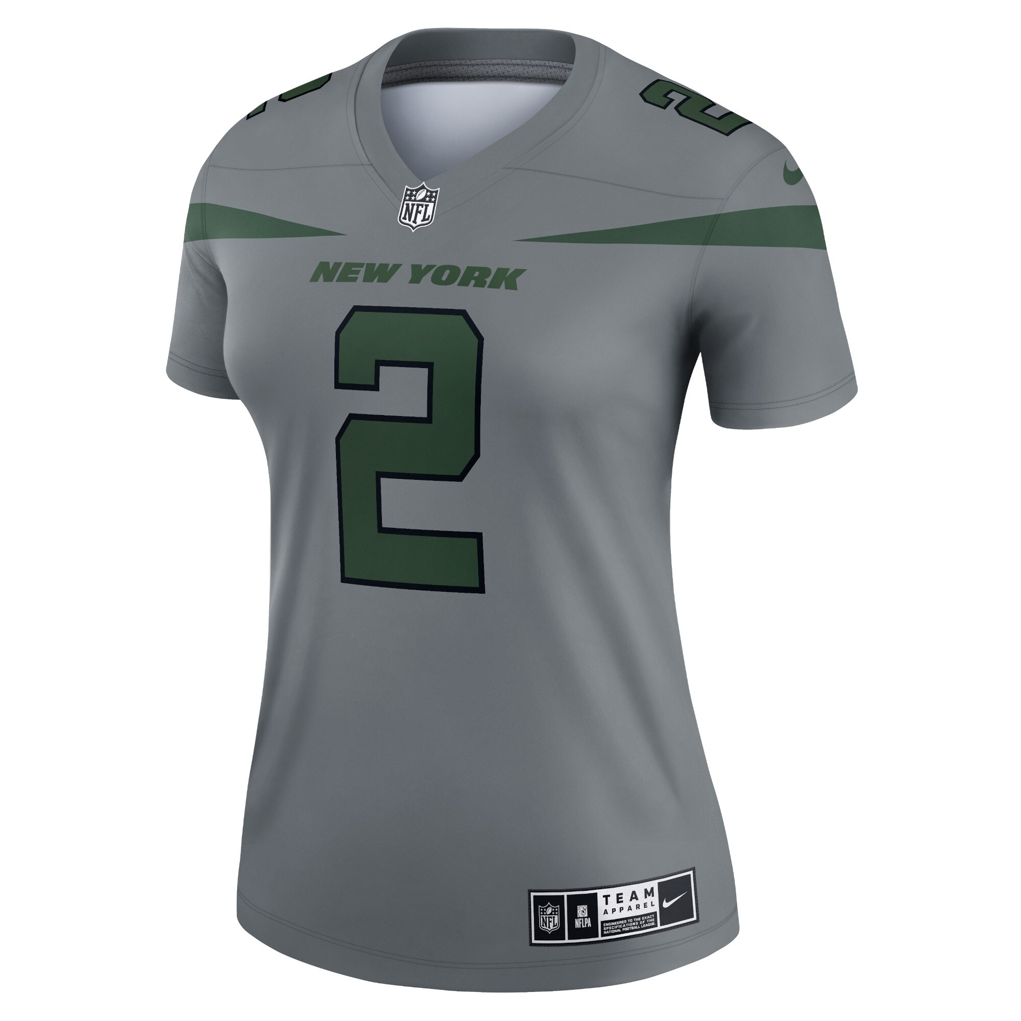 Zach Wilson New York Jets  Women's Inverted Legend Jersey - Gray