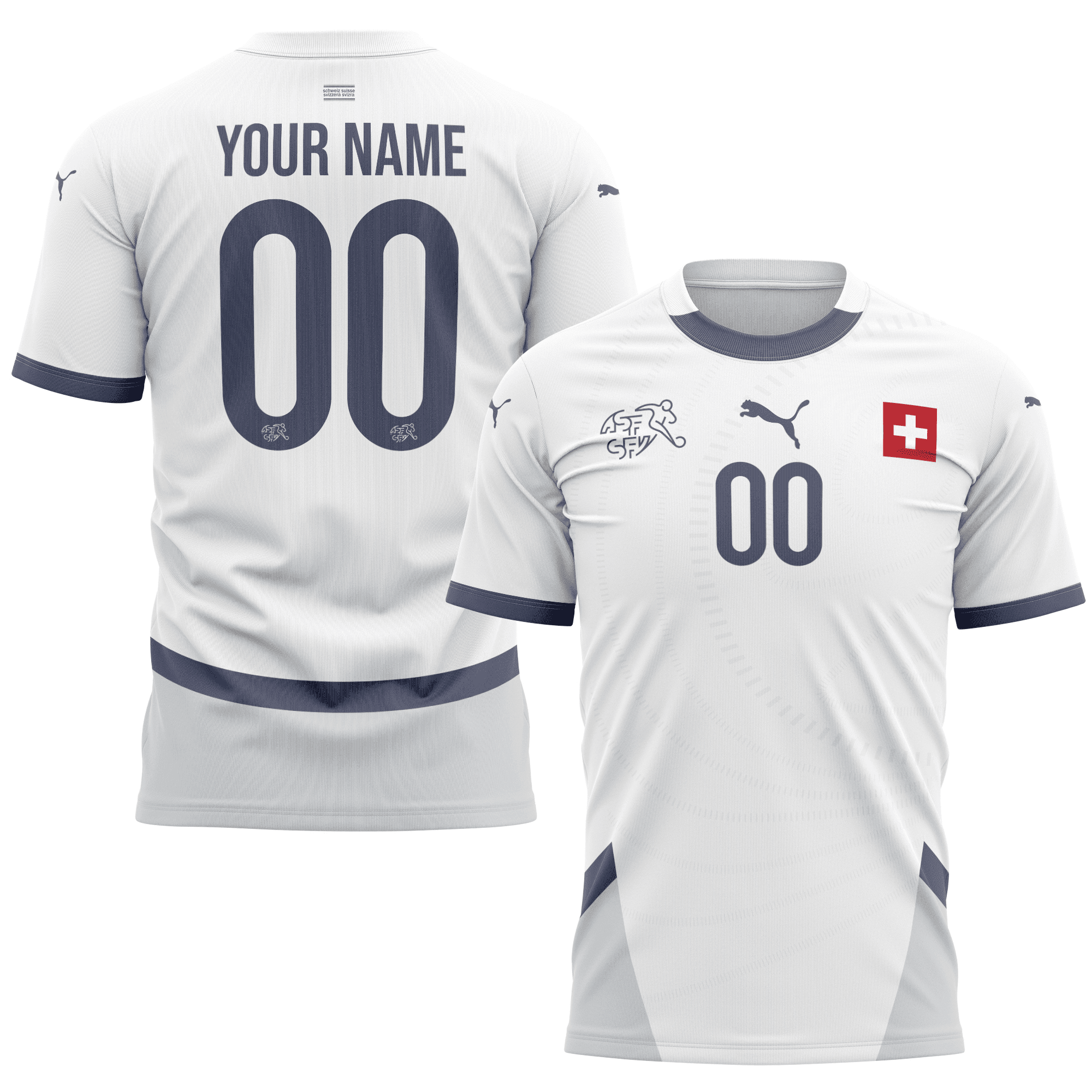 Switzerland National Team 2024 Away Kits Custom AOP T-shirt - White