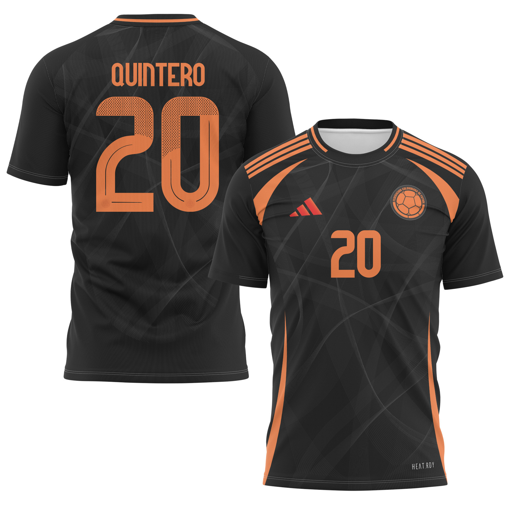 Juan Quintero 20 Colombia National Team 2024 Away Kits AOP T-shirt - Black